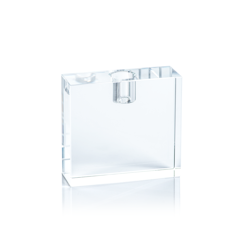 Rectangular Crystal Glass Taper Holder - Set of 2