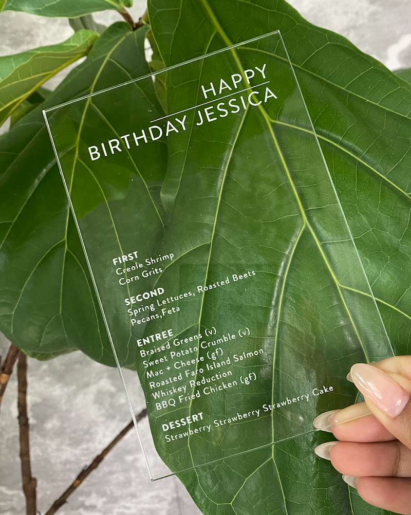 Acrylic Menu Cards - Custom Printed