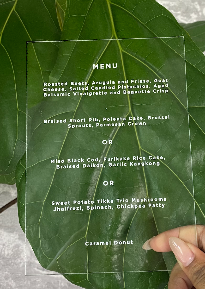 Acrylic Menu Cards - Custom Printed