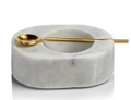 Tuscan Salt and Pepper Bowl with Gold Spoon (Set)